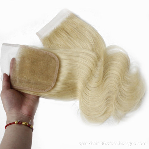 SPARK 13*4 Frontal Virgin Brazilian 613 Blond Human Hair 4x4 Swiss Lace Closure Extension for Women Blonde Silky Straight Wave